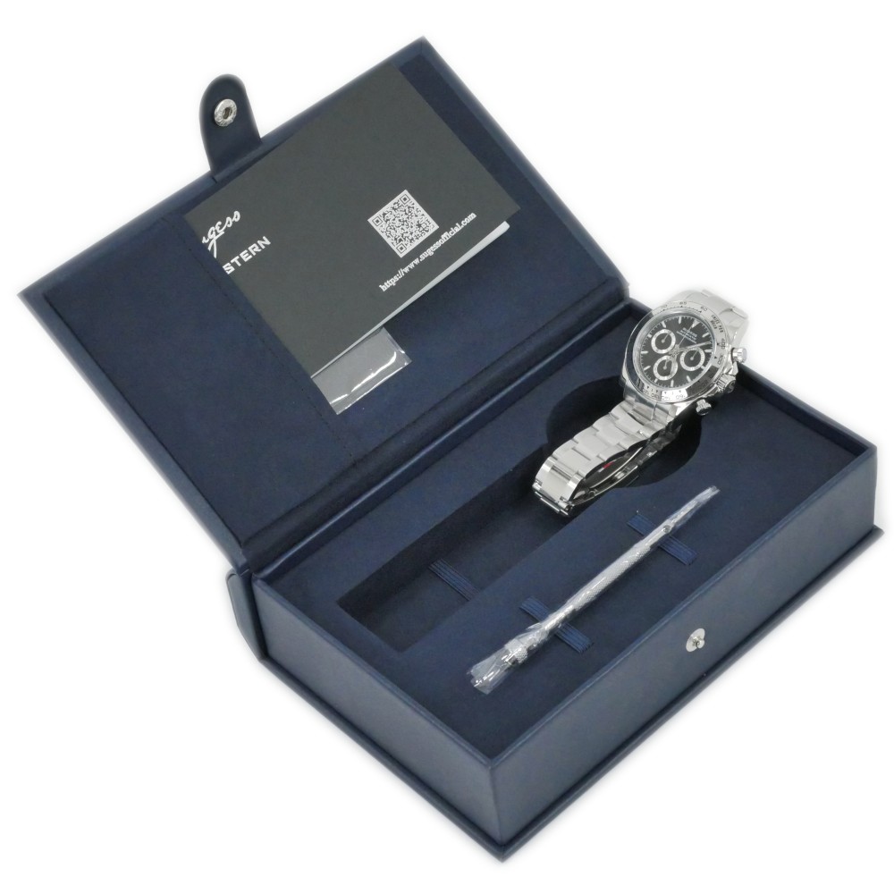 Sugess Chrono Racing 39mm Auto WR 5 ATM Men Watch Oyster Black S418-2.004.S