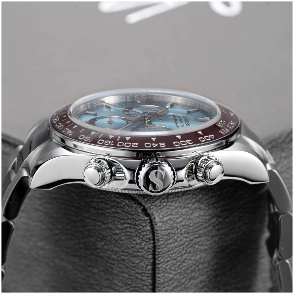 Sugess Chrono Racing 39mm Auto WR 5 ATM Men Watch Ice Blue S418-2.006.S
