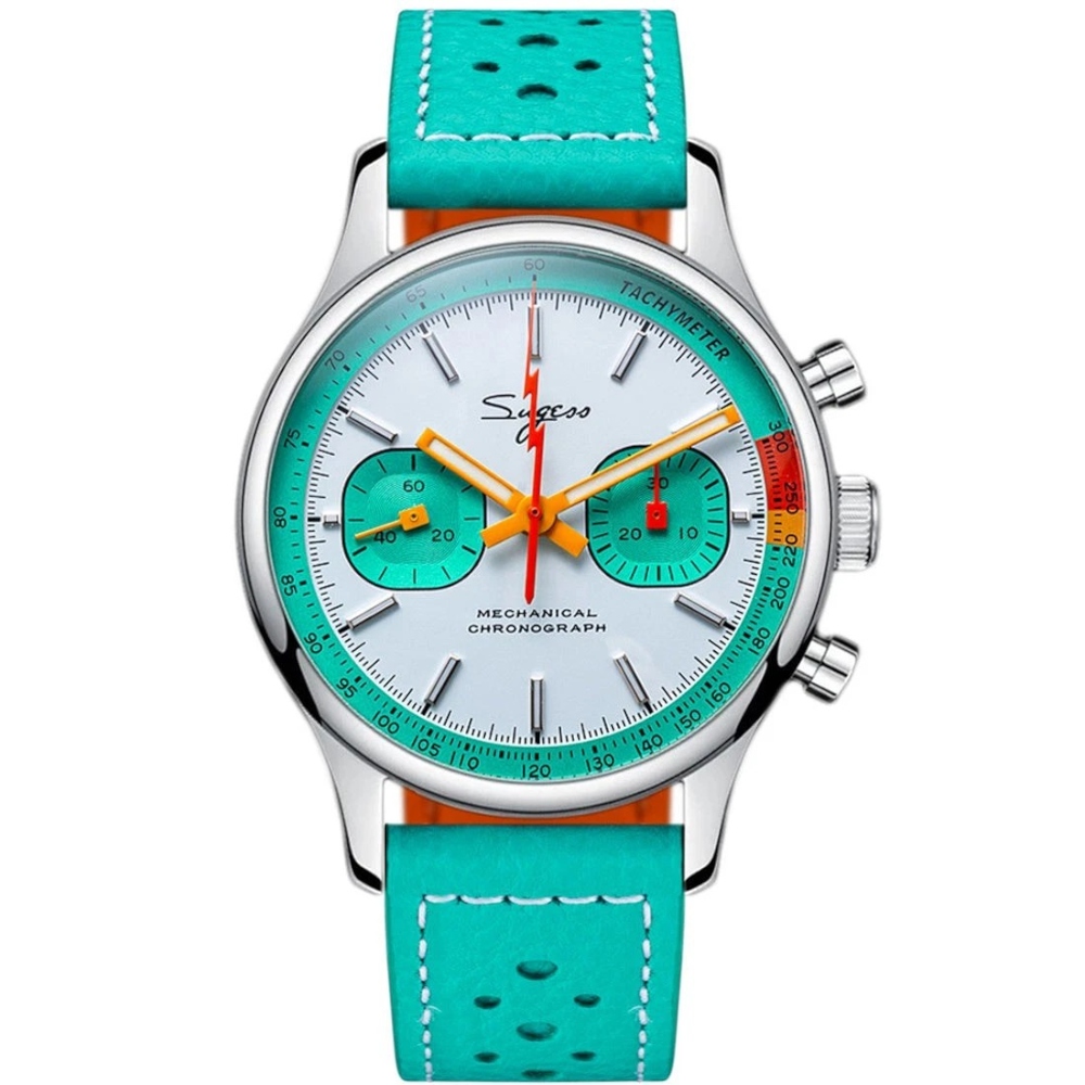 Sugess Chrono Heritage Men Chronograph Watch Teal Green Panda Sapphire S387.02.T