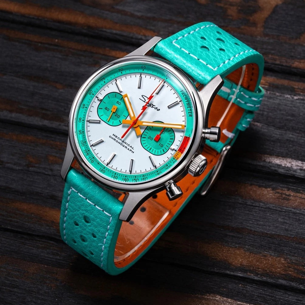 Sugess Chrono Heritage Men Chronograph Watch Teal Green Panda Sapphire S387.02.T