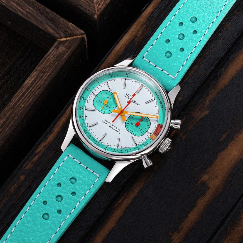 Sugess Chrono Heritage Men Chronograph Watch Teal Green Panda Sapphire S387.02.T