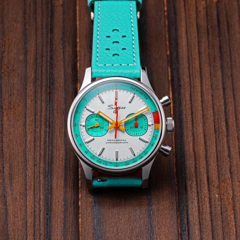 Sugess Chrono Heritage Men Chronograph Watch Teal Green Panda Sapphire S387.02.T