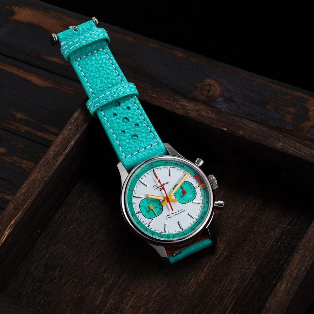 Sugess Chrono Heritage Men Chronograph Watch Teal Green Panda Sapphire S387.02.T