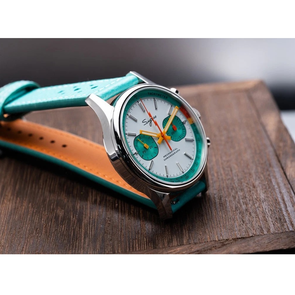 Sugess Chrono Heritage Men Chronograph Watch Teal Green Panda Sapphire S387.02.T