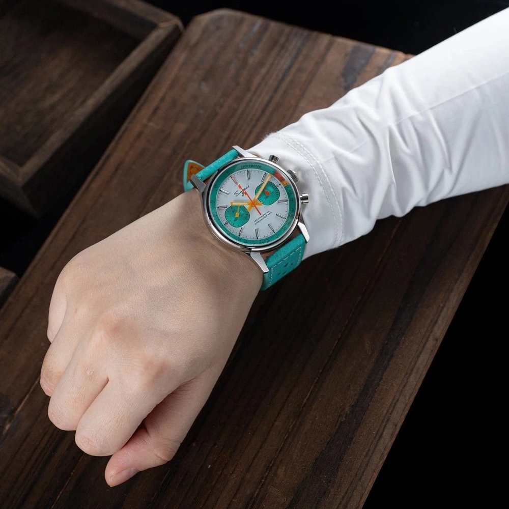 Sugess Chrono Heritage Men Chronograph Watch Teal Green Panda Sapphire S387.02.T