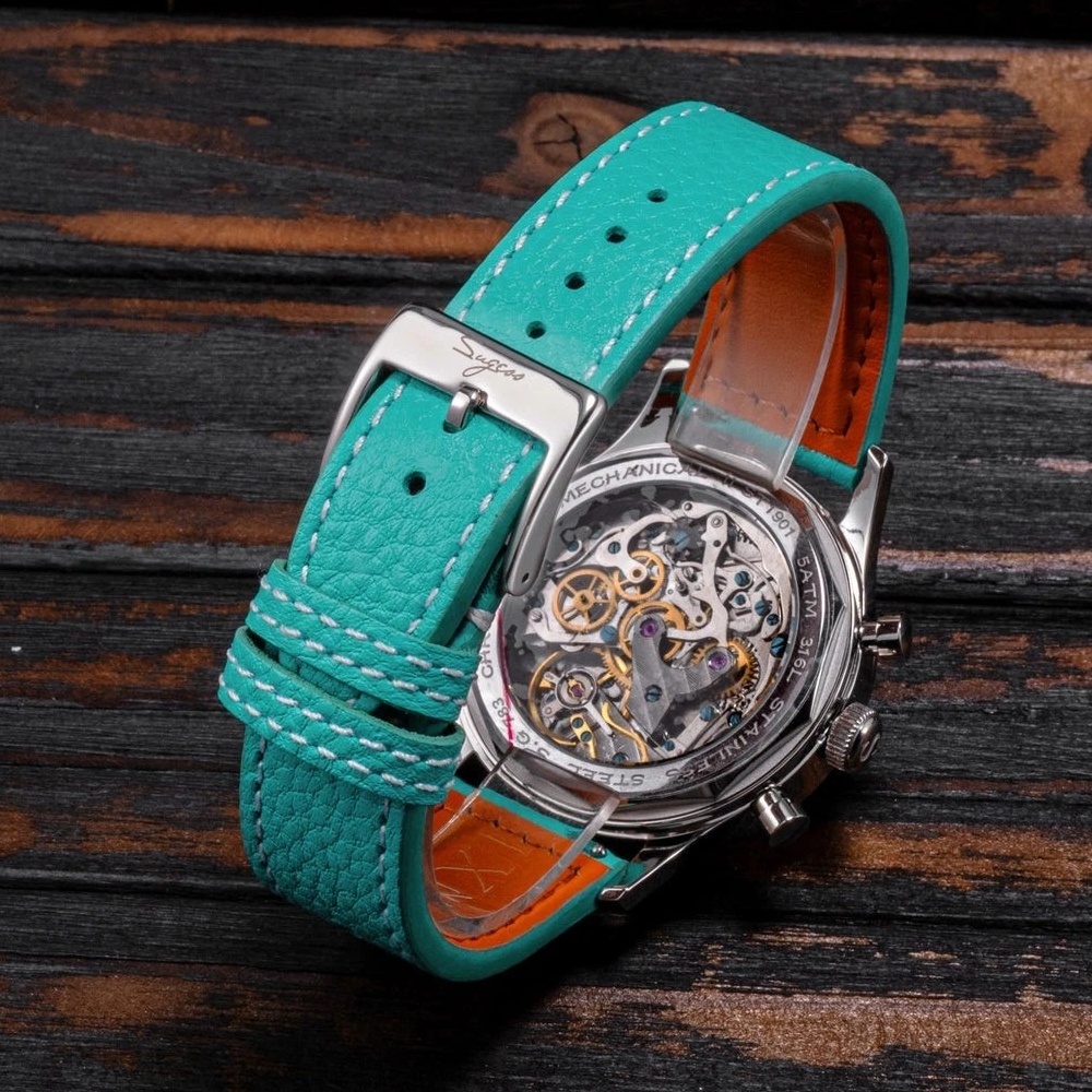 Sugess Chrono Heritage Men Chronograph Watch Teal Green Panda Sapphire S387.02.T