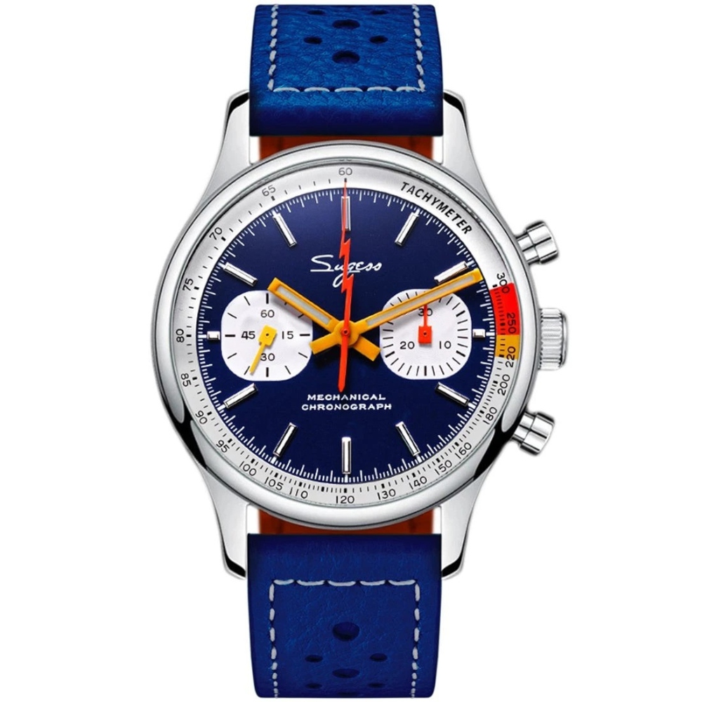 Sugess Chrono Heritage Mens Chronograph Watch Blue Panda Sapphire S387.03.J