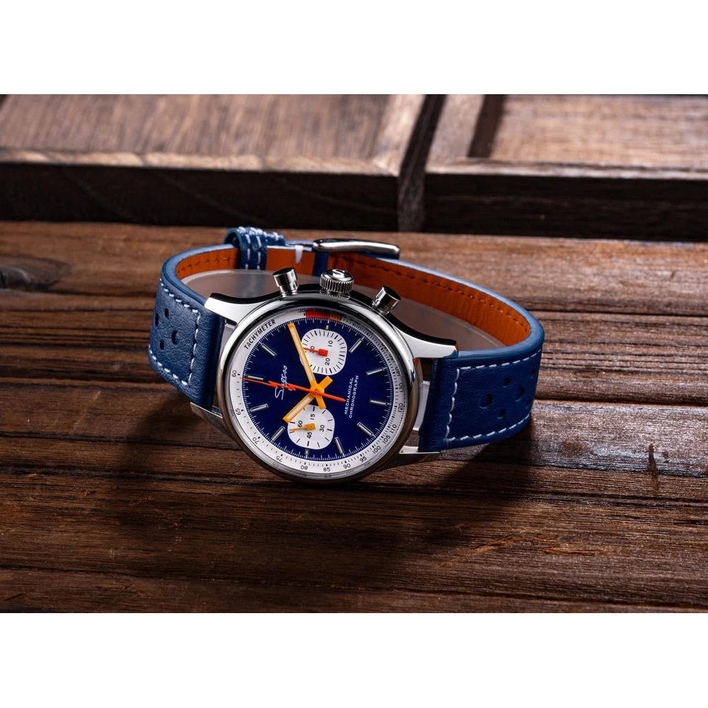 Sugess Chrono Heritage Mens Chronograph Watch Blue Panda Sapphire S387.03.J