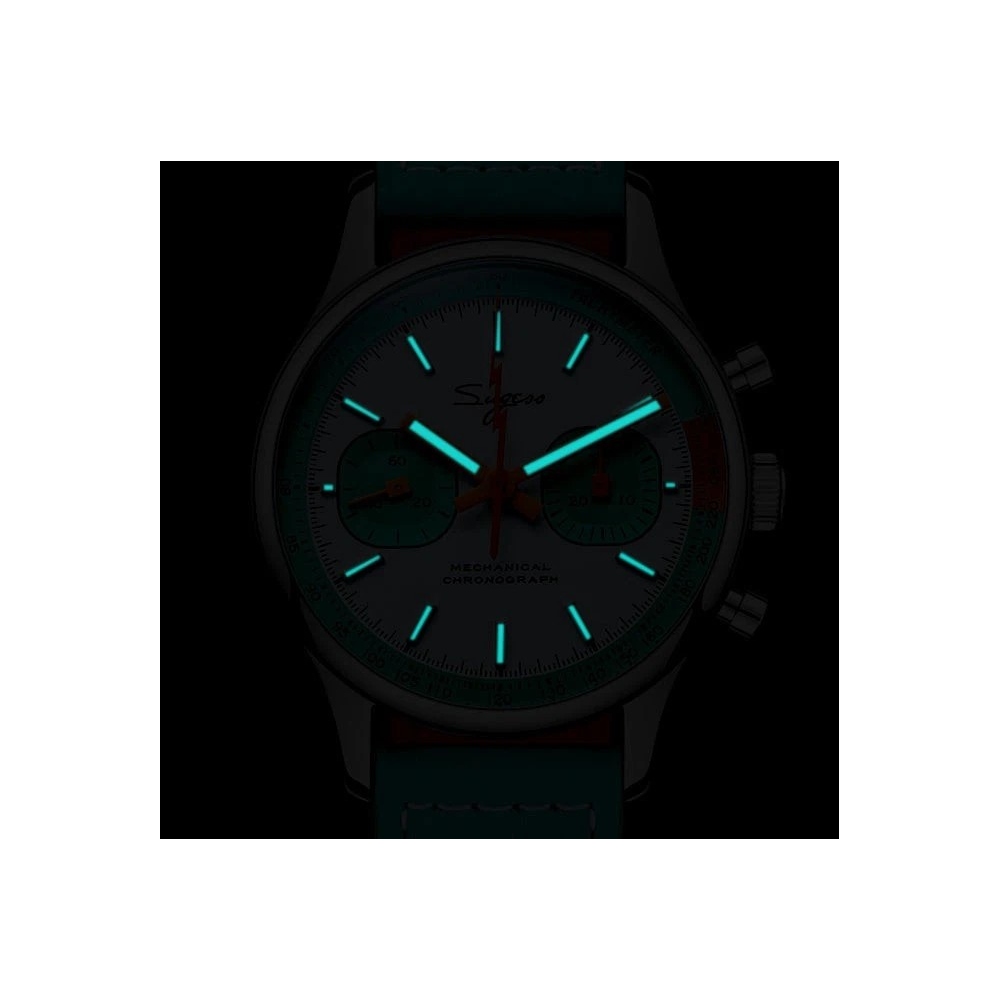 Sugess Chrono Heritage Mens Chronograph Watch Blue Panda Sapphire S387.03.J