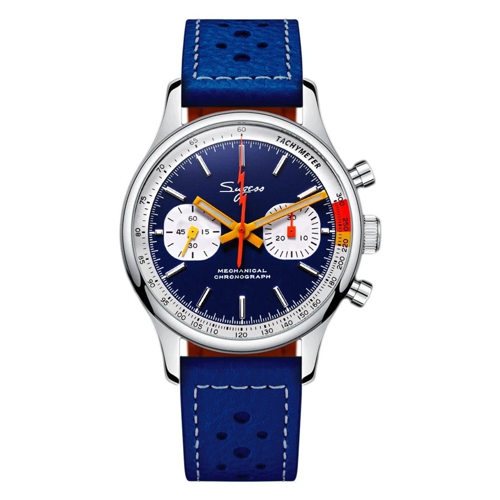 Sugess Chrono Heritage Mens Chronograph Watch Blue Panda Sapphire S387.03.J
