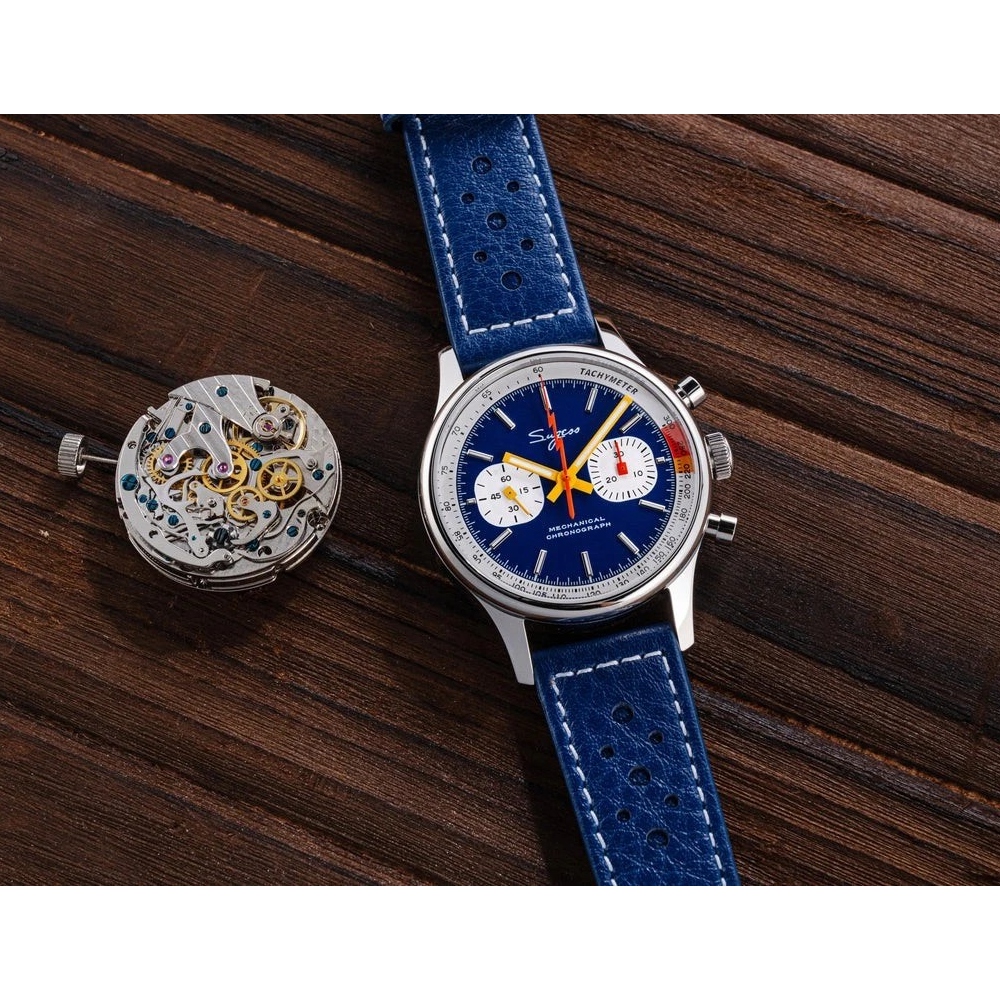 Sugess Chrono Heritage Mens Chronograph Watch Blue Panda Sapphire S387.03.J