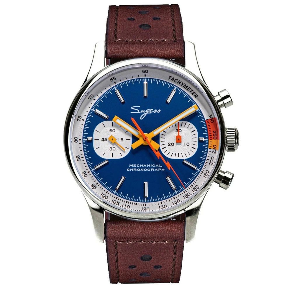 Sugess Chrono Heritage Mens Chronograph Watch Blue Panda Sapphire SUCHP007Z V2