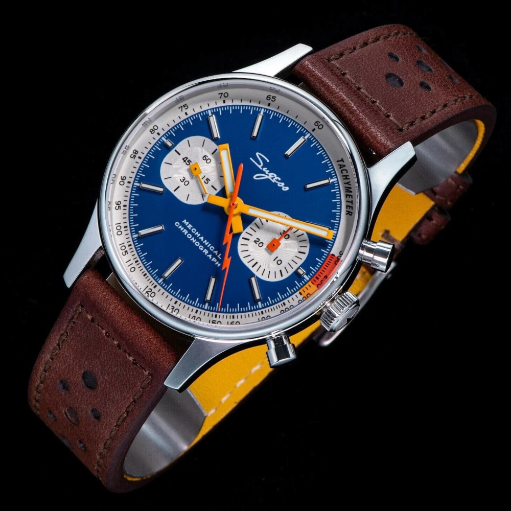 Sugess Chrono Heritage Mens Chronograph Watch Blue Panda Sapphire SUCHP007Z V2