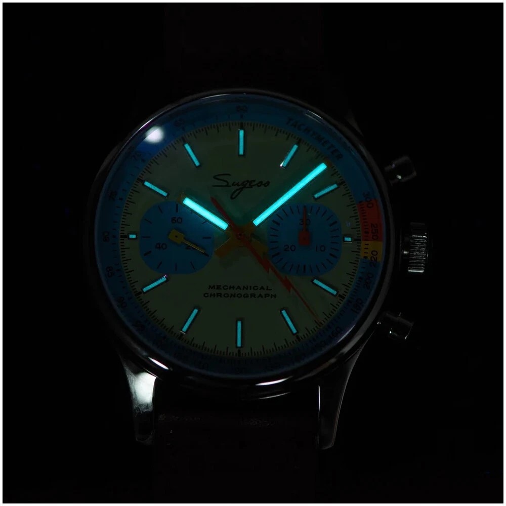 Sugess Chrono Heritage Mens Chronograph Watch Blue Panda Sapphire SUCHP007Z V2