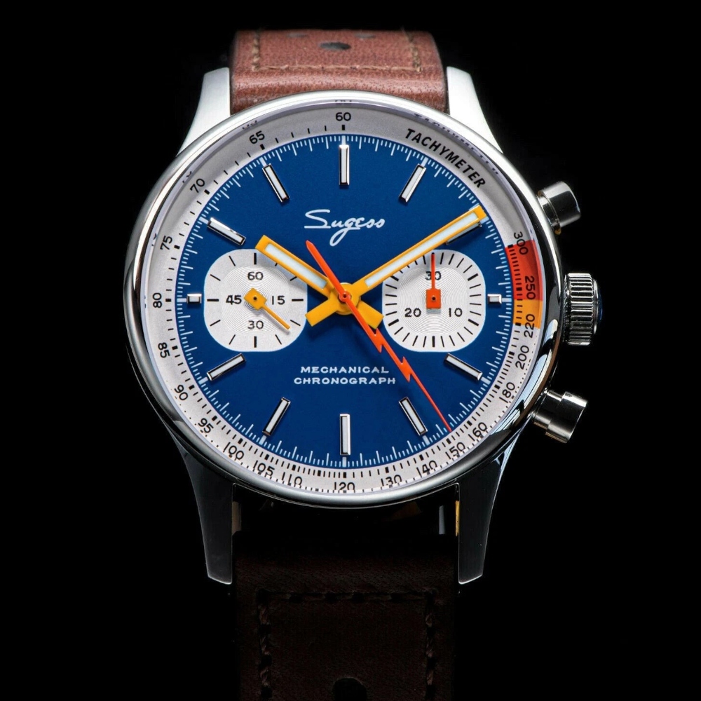 Sugess Chrono Heritage Mens Chronograph Watch Blue Panda Sapphire SUCHP007Z V2
