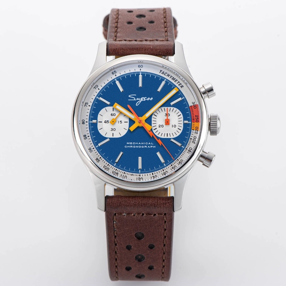 Sugess Chrono Heritage Mens Chronograph Watch Blue Panda Sapphire SUCHP007Z V2