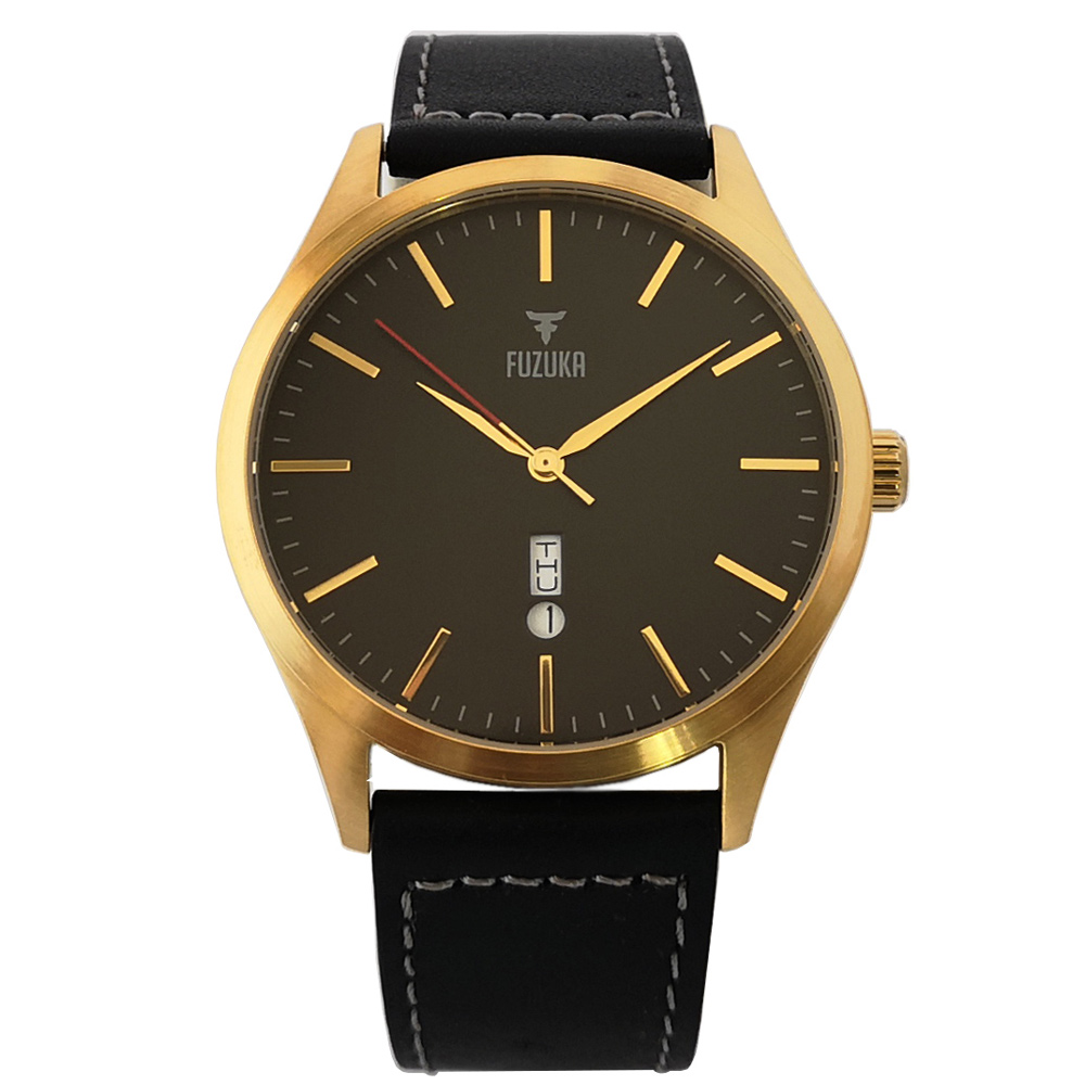 Fuzuka Gold Black Leather Strap Japanese Ladies Youth Elegant Watch Japan Fuzuka Gold Black Leather Strap Japanese Ladies Youth Elegant Watch Japan