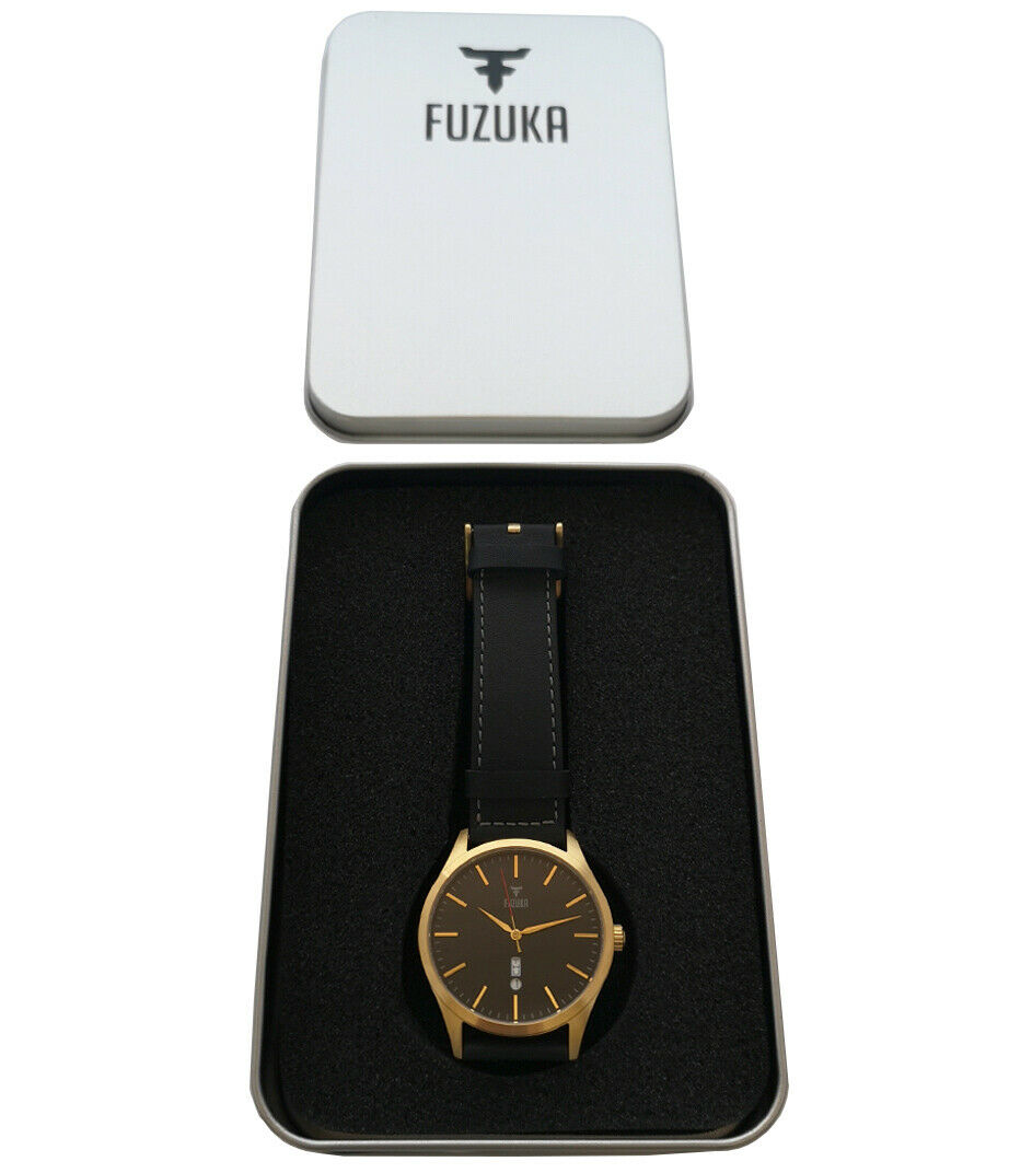 Fuzuka Gold Black Leather Strap Japanese Ladies Youth Elegant Watch Japan Fuzuka Gold Black Leather Strap Japanese Ladies Youth Elegant Watch Japan