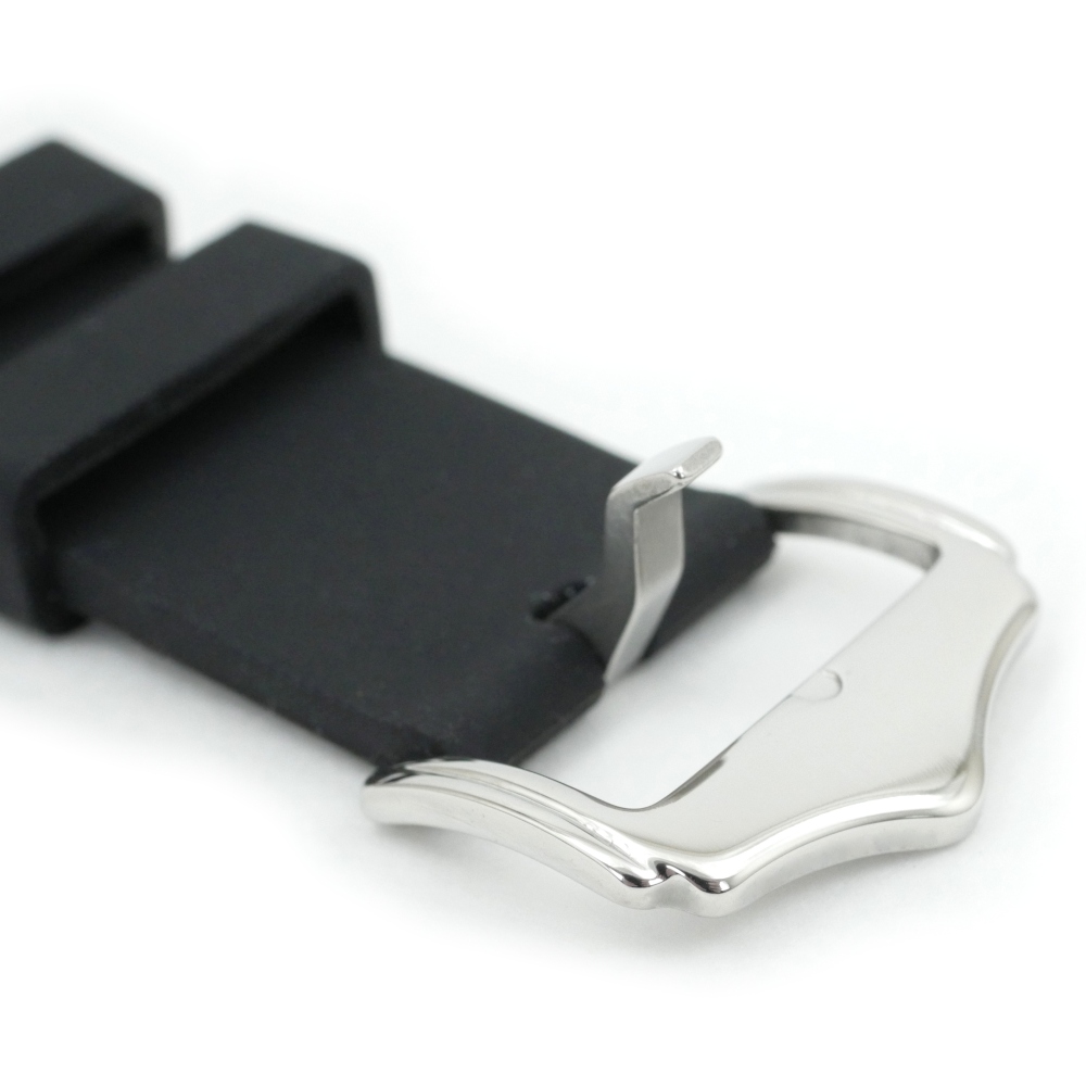 Chronotiempo Universal Silicone Watch Band Slim Watch Strap with Curved Ends 22mm Black With Stainless Steel Buckle