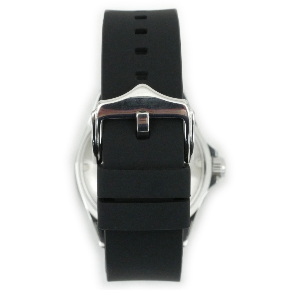 Chronotiempo Universal Silicone Watch Band Slim Watch Strap with Curved Ends 22mm Black With Stainless Steel Buckle