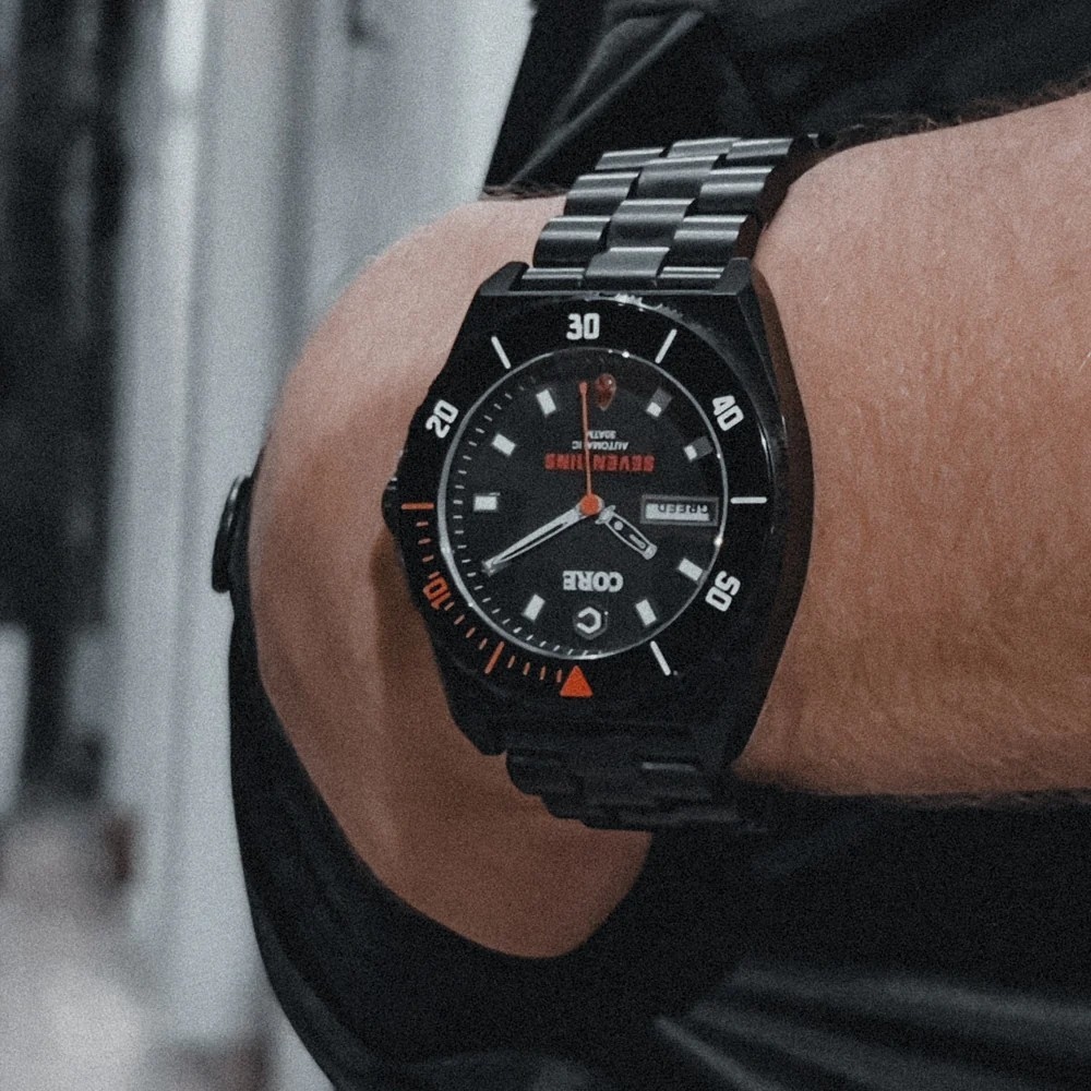 Core Seven Sins Black 42mm Automatic Diver Watch WR300