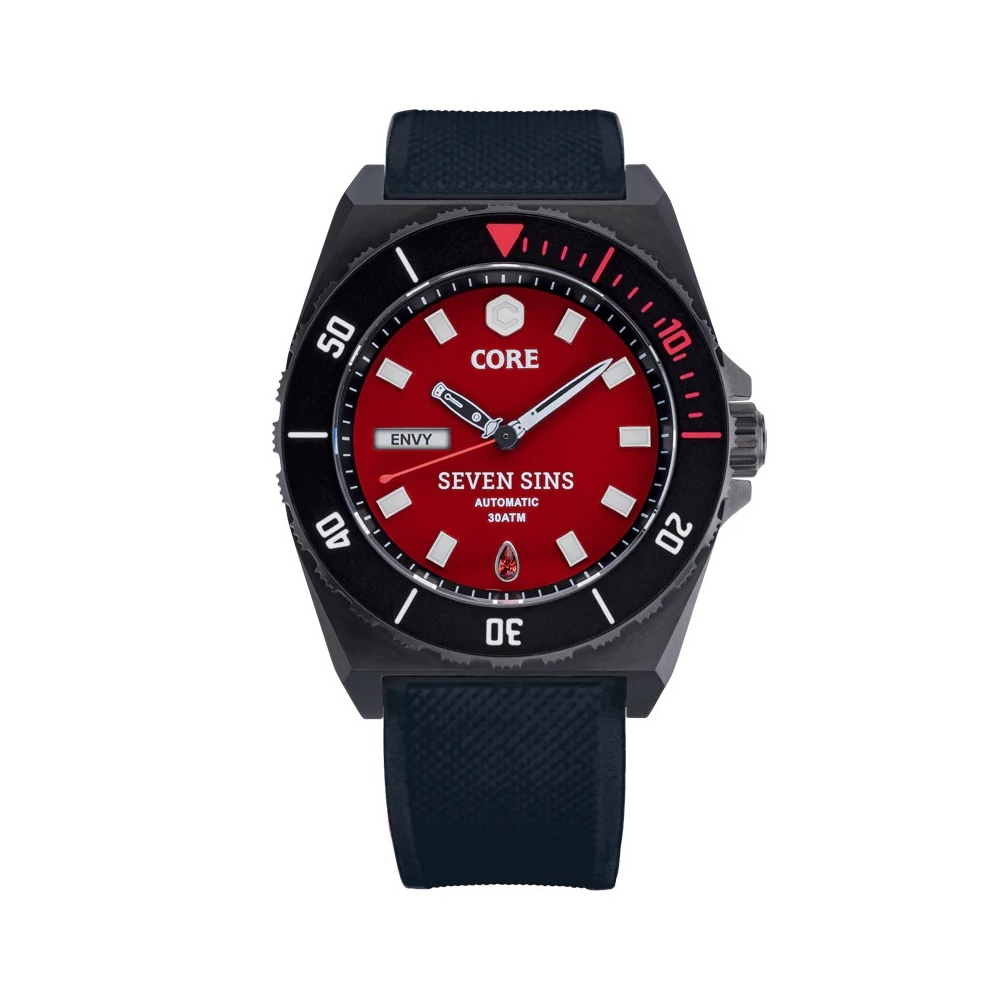 Core Seven Sins Red 42mm Automatic Diver Watch WR300 Core Seven Sins Red 42mm Automatic Diver Watch WR300