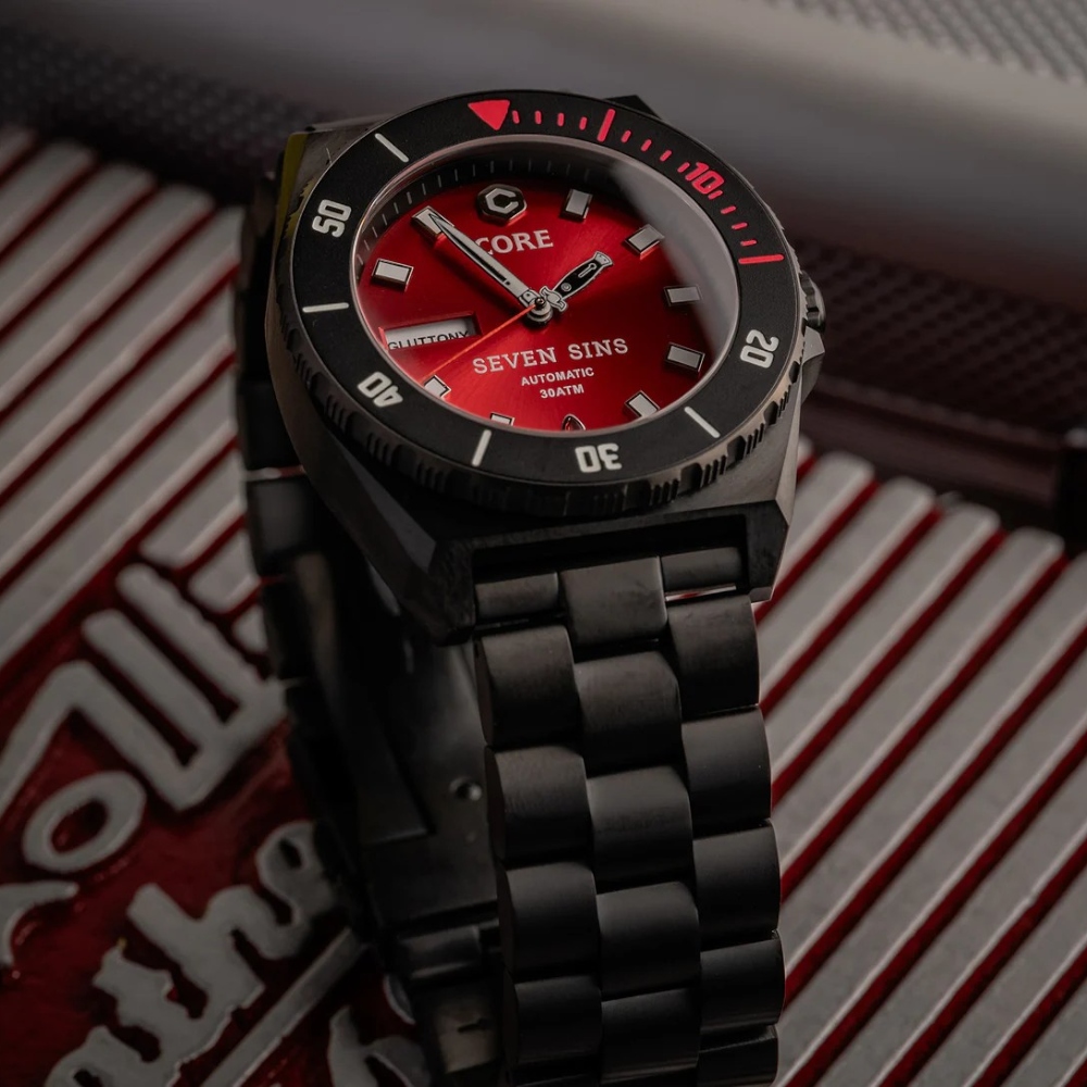 Core Seven Sins Red 42mm Automatic Diver Watch WR300 Core Seven Sins Red 42mm Automatic Diver Watch WR300