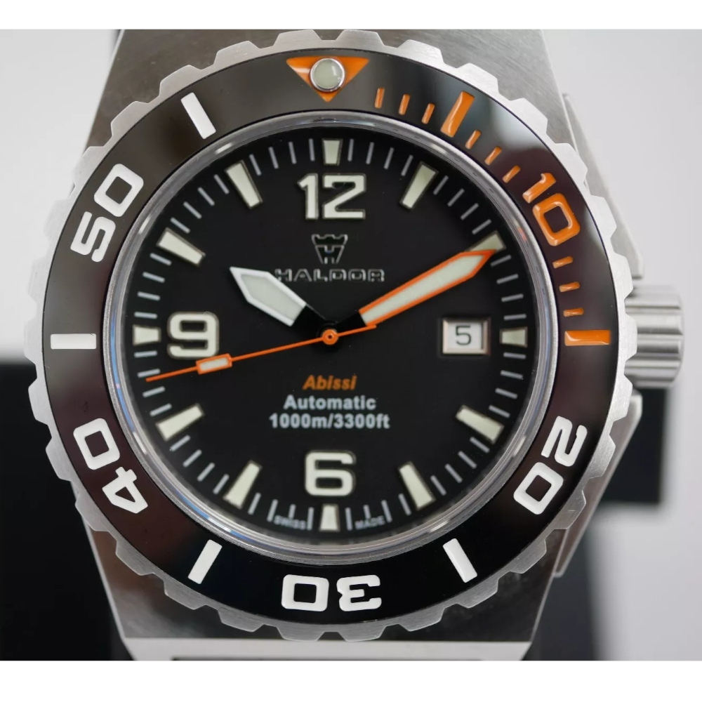 Haldor Abissi 1000M 45.5 mm Swiss Automatic Men's Diver Watch ETA 2824-2 Ceramic Zirconia Bezel