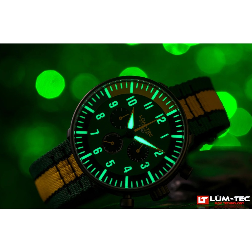 Lum-Tec RPM 3 MDV Technology 43mm Quartz Miyota OS20 Bezel Grey Dial Green Yellow Lum-Tec RPM 3 MDV Technology 43mm Quartz Miyota OS20 Bezel Grey Dial Green Yellow