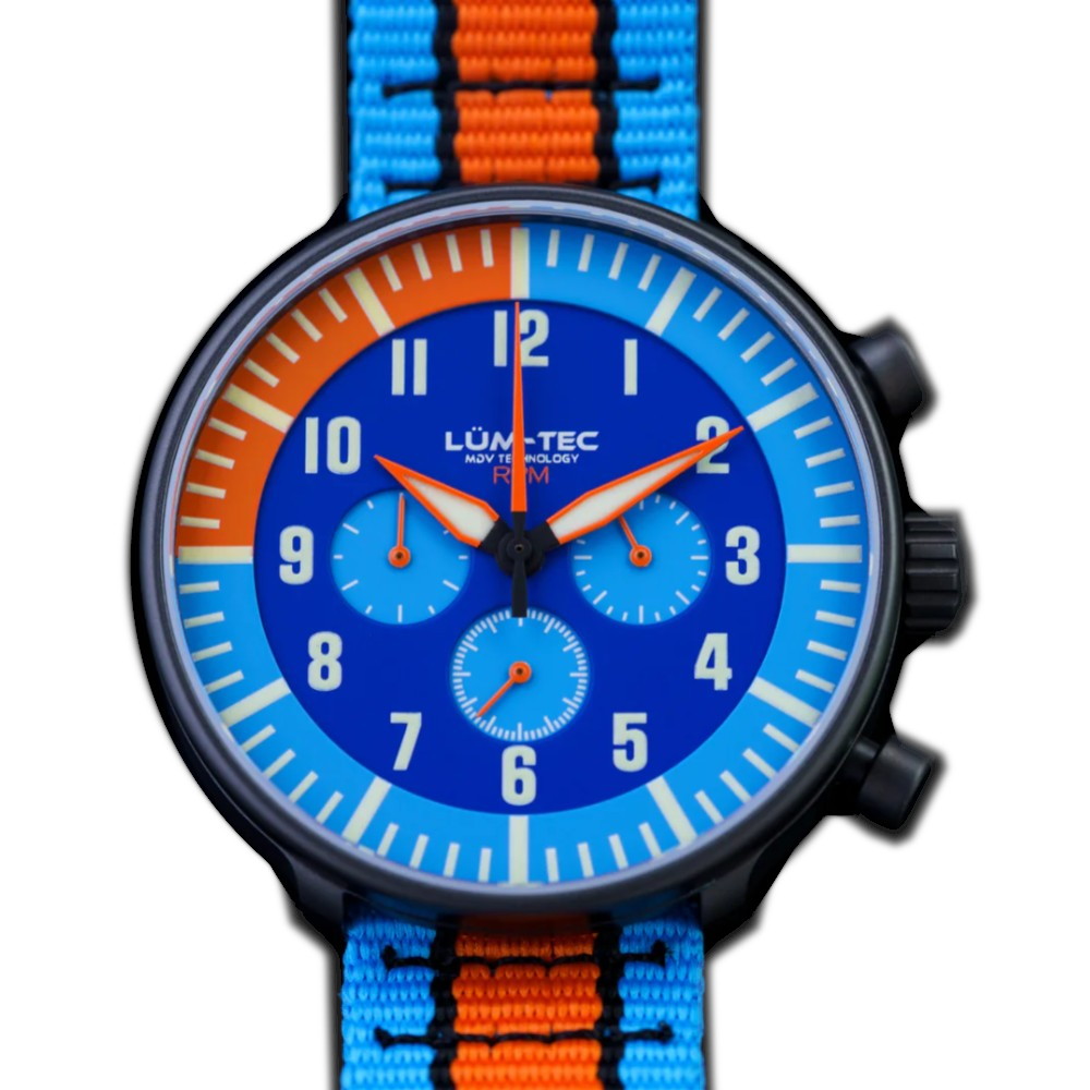 Lum-Tec RPM 2 MDV Technology 43mm Quartz Miyota OS20 Bezel Grey Dial Blue Orange Lum-Tec RPM 2 MDV Technology 43mm Quartz Miyota OS20 Bezel Grey Dial Blue Orange