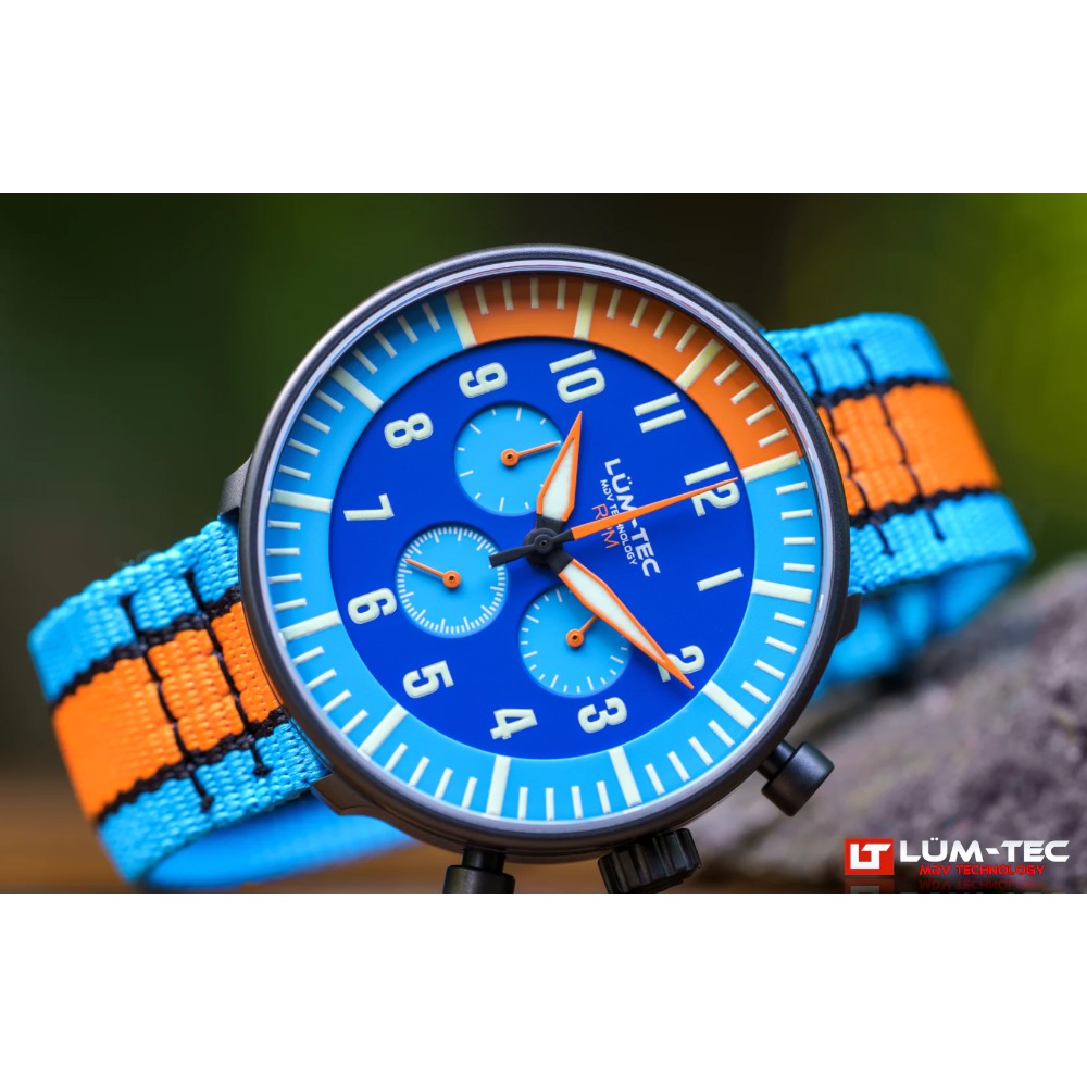 Lum-Tec RPM 2 MDV Technology 43mm Quartz Miyota OS20 Bezel Grey Dial Blue Orange Lum-Tec RPM 2 MDV Technology 43mm Quartz Miyota OS20 Bezel Grey Dial Blue Orange
