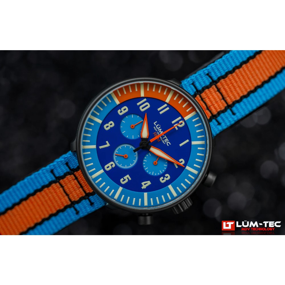 Lum-Tec RPM 2 MDV Technology 43mm Quartz Miyota OS20 Bezel Grey Dial Blue Orange Lum-Tec RPM 2 MDV Technology 43mm Quartz Miyota OS20 Bezel Grey Dial Blue Orange