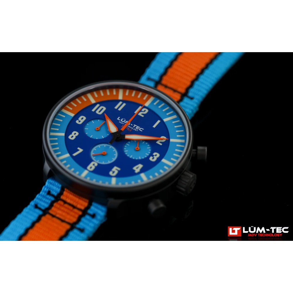 Lum-Tec RPM 2 MDV Technology 43mm Quartz Miyota OS20 Bezel Grey Dial Blue Orange Lum-Tec RPM 2 MDV Technology 43mm Quartz Miyota OS20 Bezel Grey Dial Blue Orange