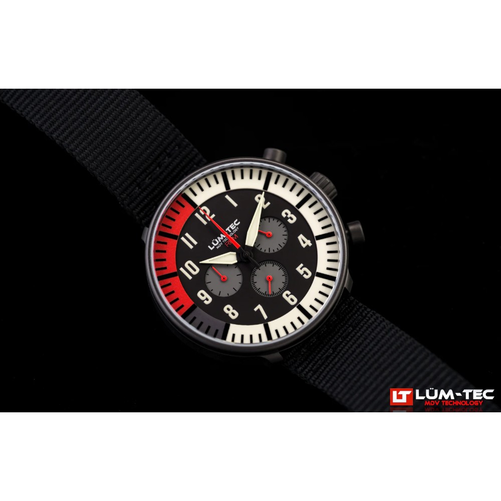 Lum-Tec RPM 1 MDV Technology 43mm Quartz Miyota OS20 Bezel Grey Dial Black Red Lum-Tec RPM 1 MDV Technology 43mm Quartz Miyota OS20 Bezel Grey Dial Black Red