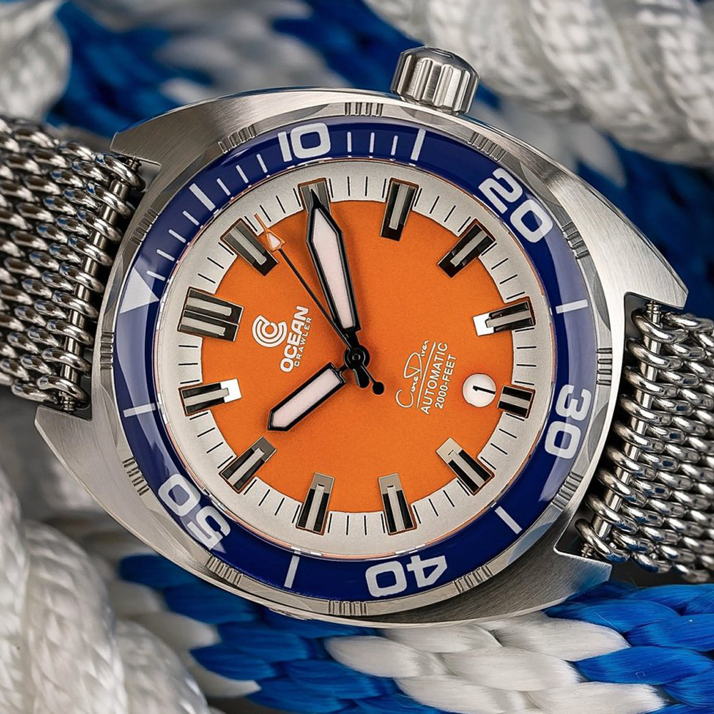 Ocean Crawler Core Automatic Diver Men's Watch 44mm Blue Bezel/Orange Dial Ocean Crawler Core Automatic Diver Men's Watch 44mm Blue Bezel/Orange Dial