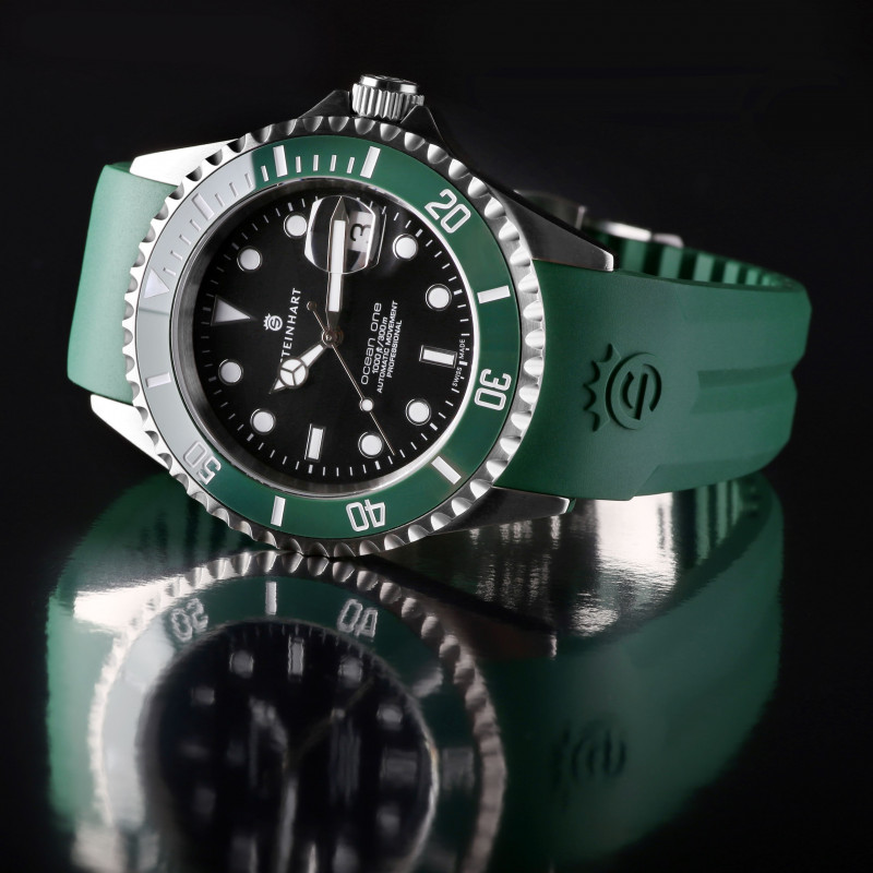 Steinhart Rubber Silicone Band Strap Green 20x16mm for Ocean 39 clasp steel 211-1186